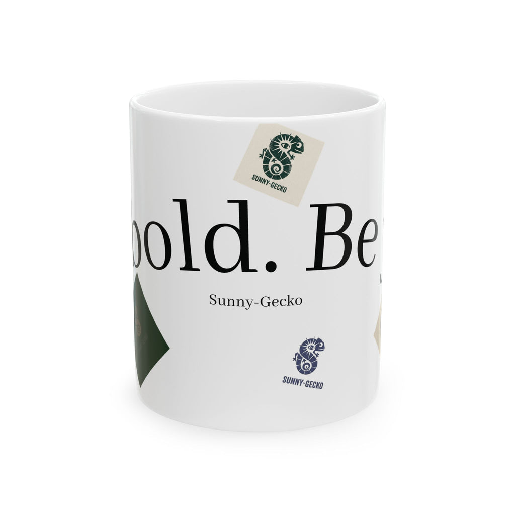 Ceramic Mug — Inspirational “Be You. Be Bold.” Quote Mug with Colorful Letter Tiles
