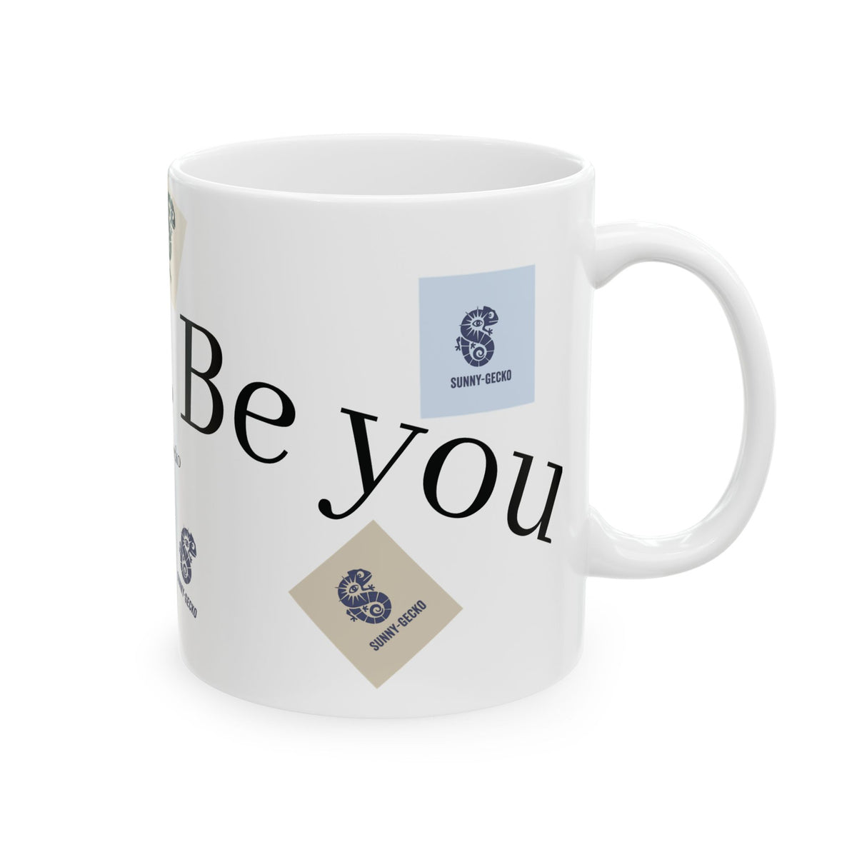 Ceramic Mug — Inspirational “Be You. Be Bold.” Quote Mug with Colorful Letter Tiles
